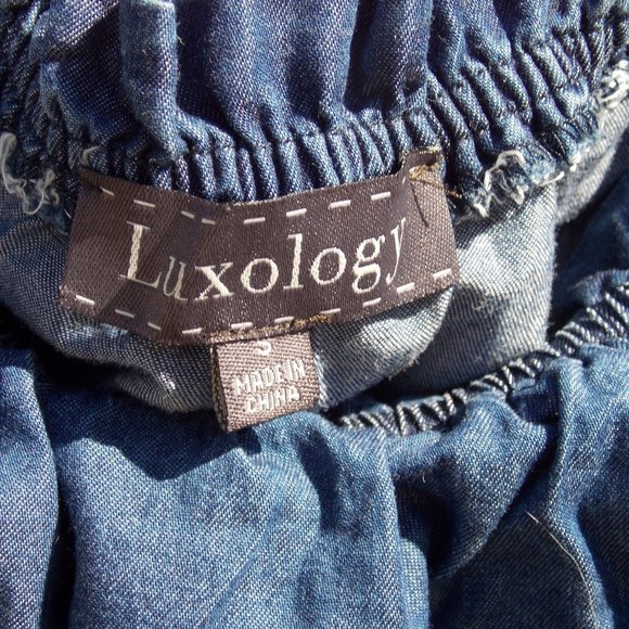 Peasant Off Shoulder Denim Dress Brand New - Picture 6 of 7